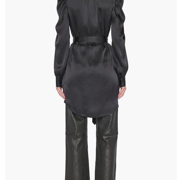 Frame Gillian belted long sleeve shirt: mini dress  in noir - Picture 6 of 10